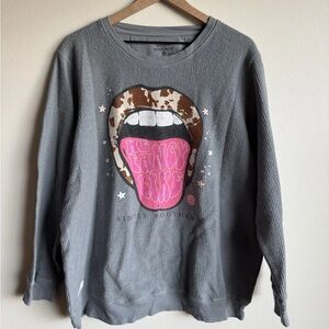 Simply Southern We Fancy Like Gray Long Sleeve Ribbed Thermal